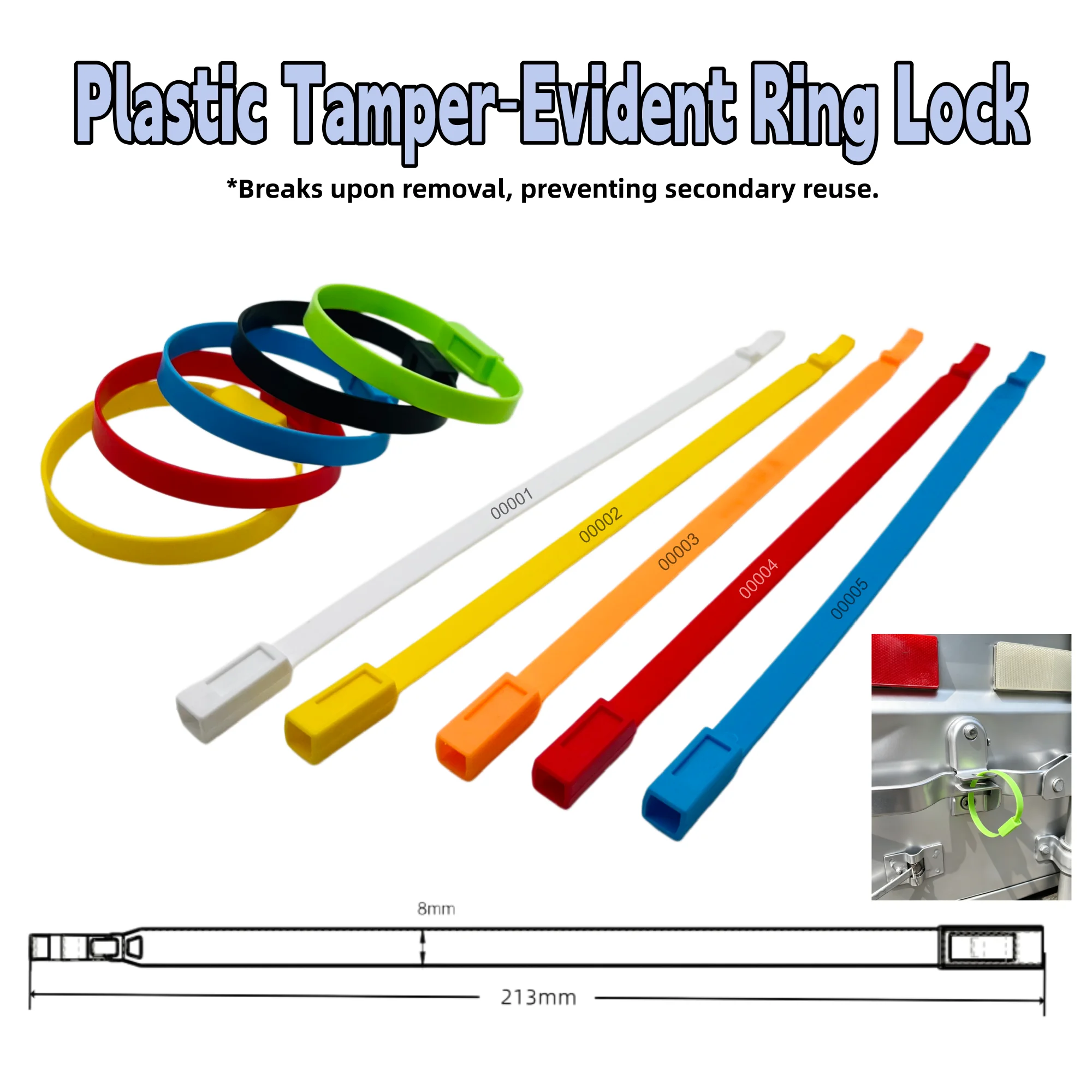 Insert‑type Disposable Plastic Seals, High Tensile Strength, for Truck, Trailer and Container Door Security, Disposable Numbered