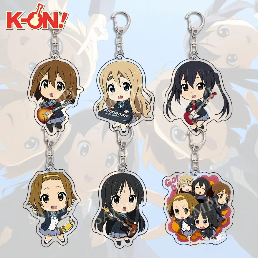 K-ON Hirasawa Yui Akiyama Mio Anime llavero acrílico encantador bolso dijes colgante regalo llavero recuerdo amigo creativo Kingring