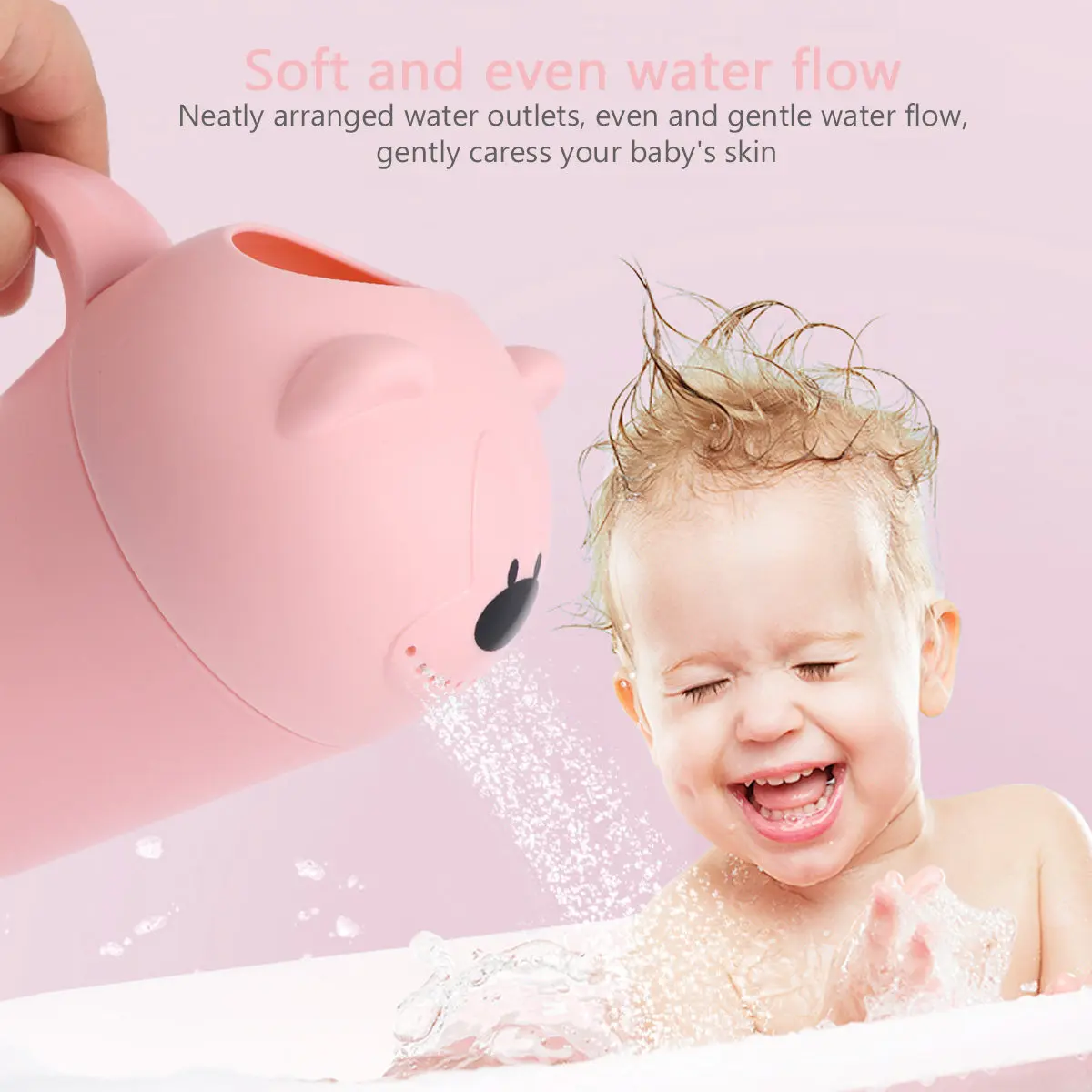 Baby Shampoo Cup Cartoon Bear Shape Multi Purpose Bath Hair Rinse Cup Shower Watering Tool Random Color Baby Spoon Shower