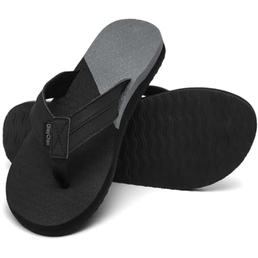 

ChayChax Mens Flip Flops Arch Support Comfort Beach Thong Sandals with Ultra Cushion Footbed