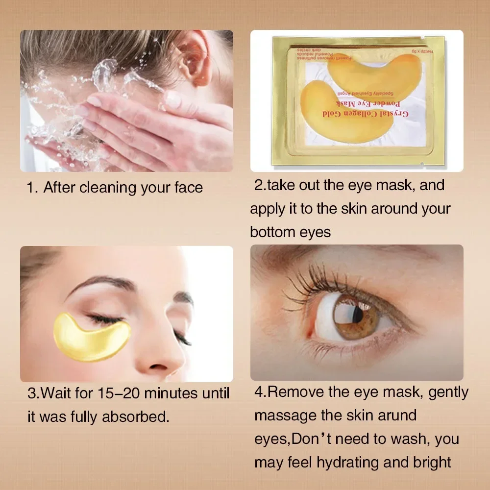5 пар золотых масок для глаз, патчи с кристаллами, коллагеном, против старения, удаления отечности, темных кругов, увлажняющие подушечки для глаз для сна, гель для ухода за кожей