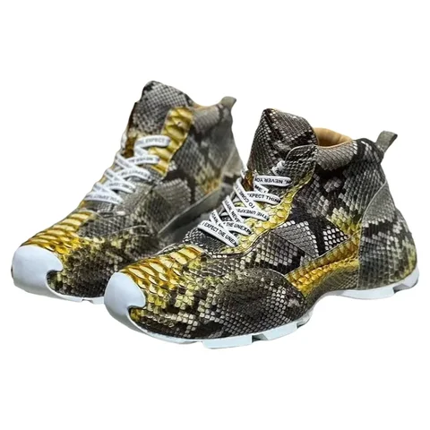 2025 new arrival Fashion Python skin causal shoes men,male Genuine leather sneakers pdd552
