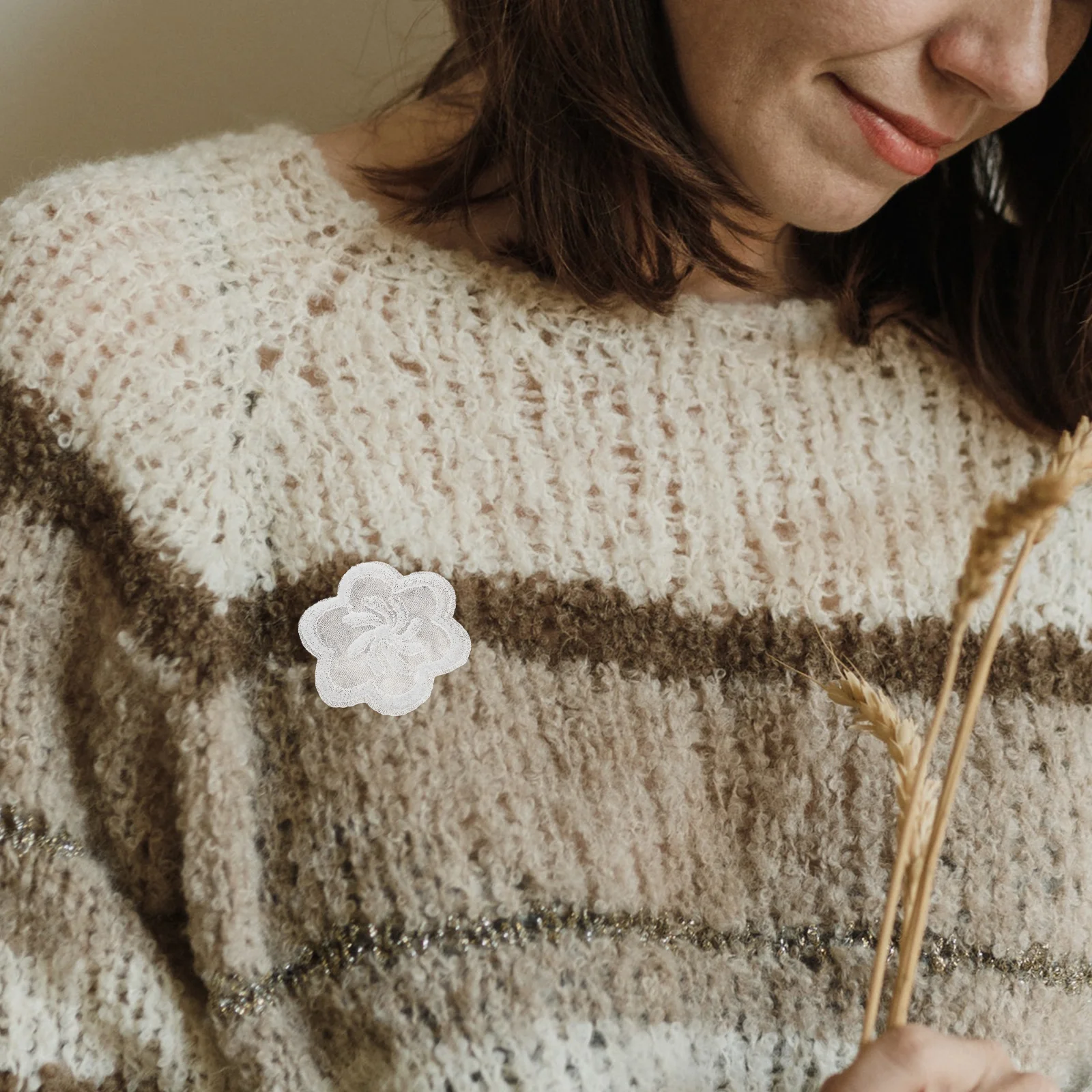 

Flower Cloth Patch Coat Floral Embroidered Patches Embroidery Fabric White Organza