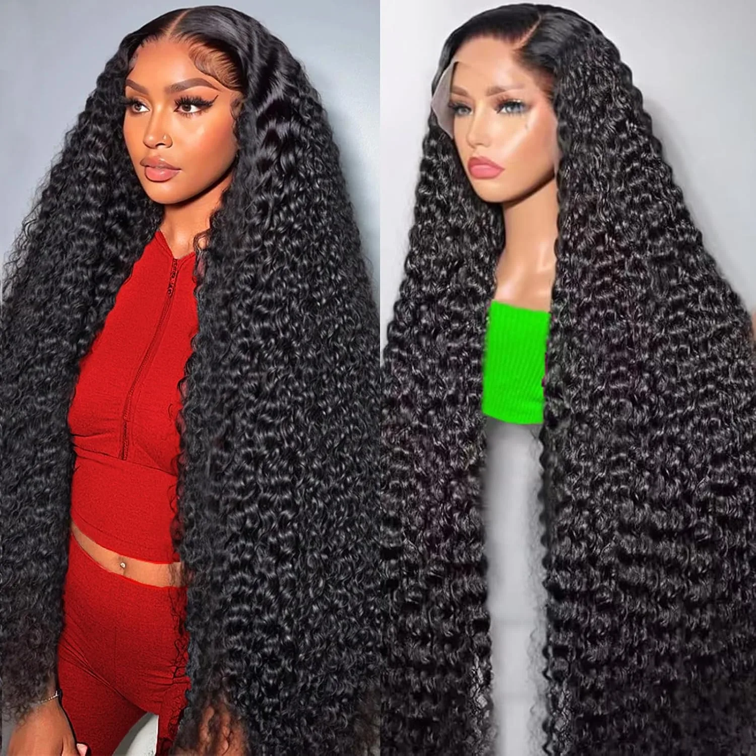 

40 Inch Deep Wave 13x4 13x6 HD Transparent Lace Frontal Human Hair Wigs 200% Density Curly Lace Front Human Hair Wig For Women