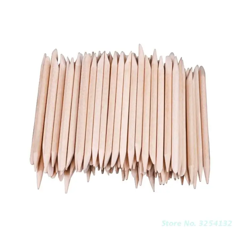 100pcs Nail Cuticle Pusher Orange Wood Sticks Nail Manicures Remover Wooden Design Nail Gel Polish Drawing Stick for Nail Art