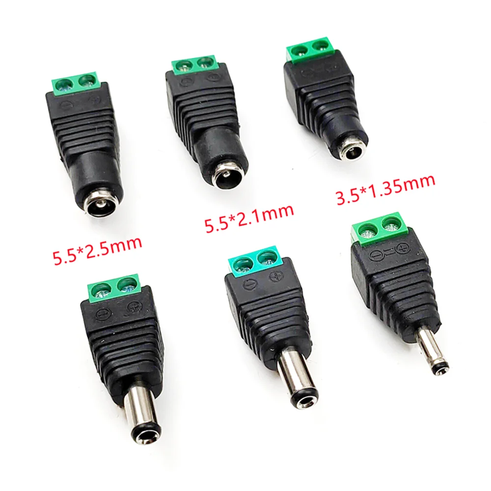 5/10 sztuk 3.5x1.35mm 5.5x2.1mm 5.5x2.5mm DC Power męski wtyk żeński złącze typu jack Adapter dla 3528 5050 LED Strip Light Camera