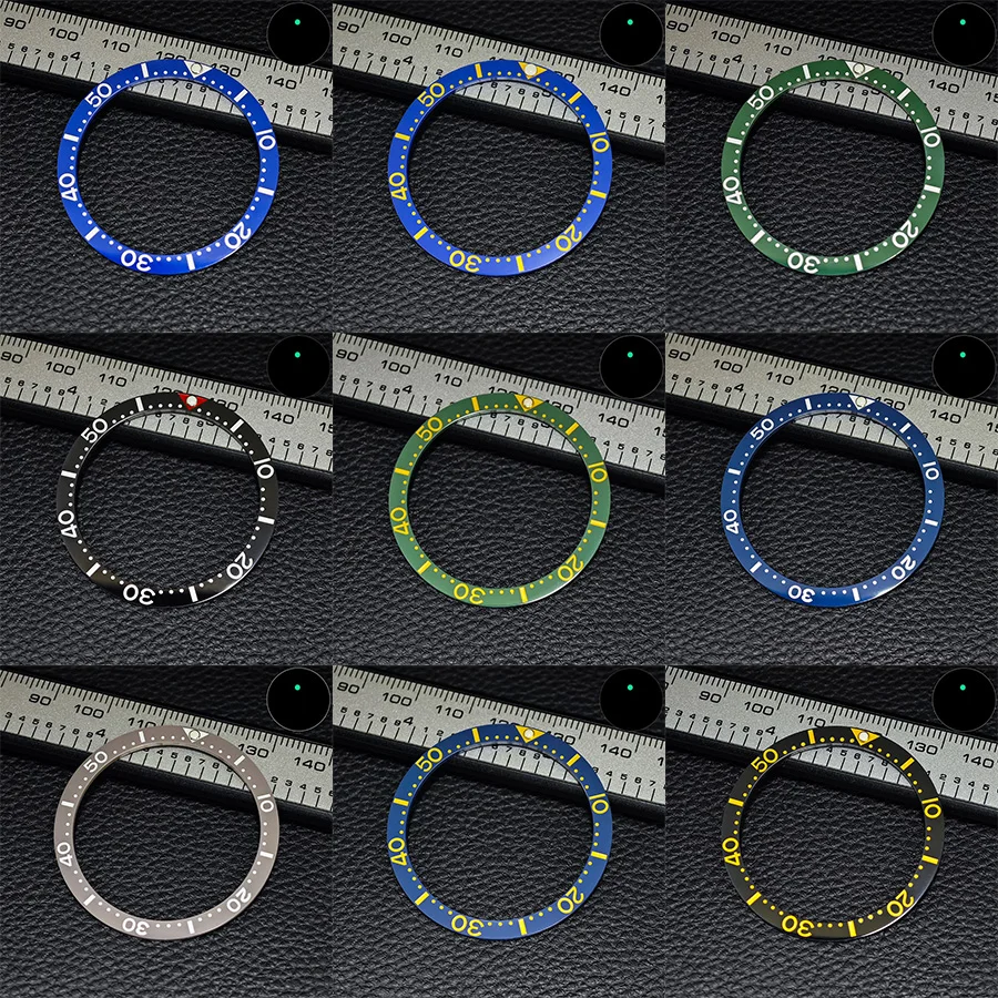 38mm*31.5mm Flat Ceramic Black/Blue Bezel Insert Fit watch insert ring Watch Accessories Luminous