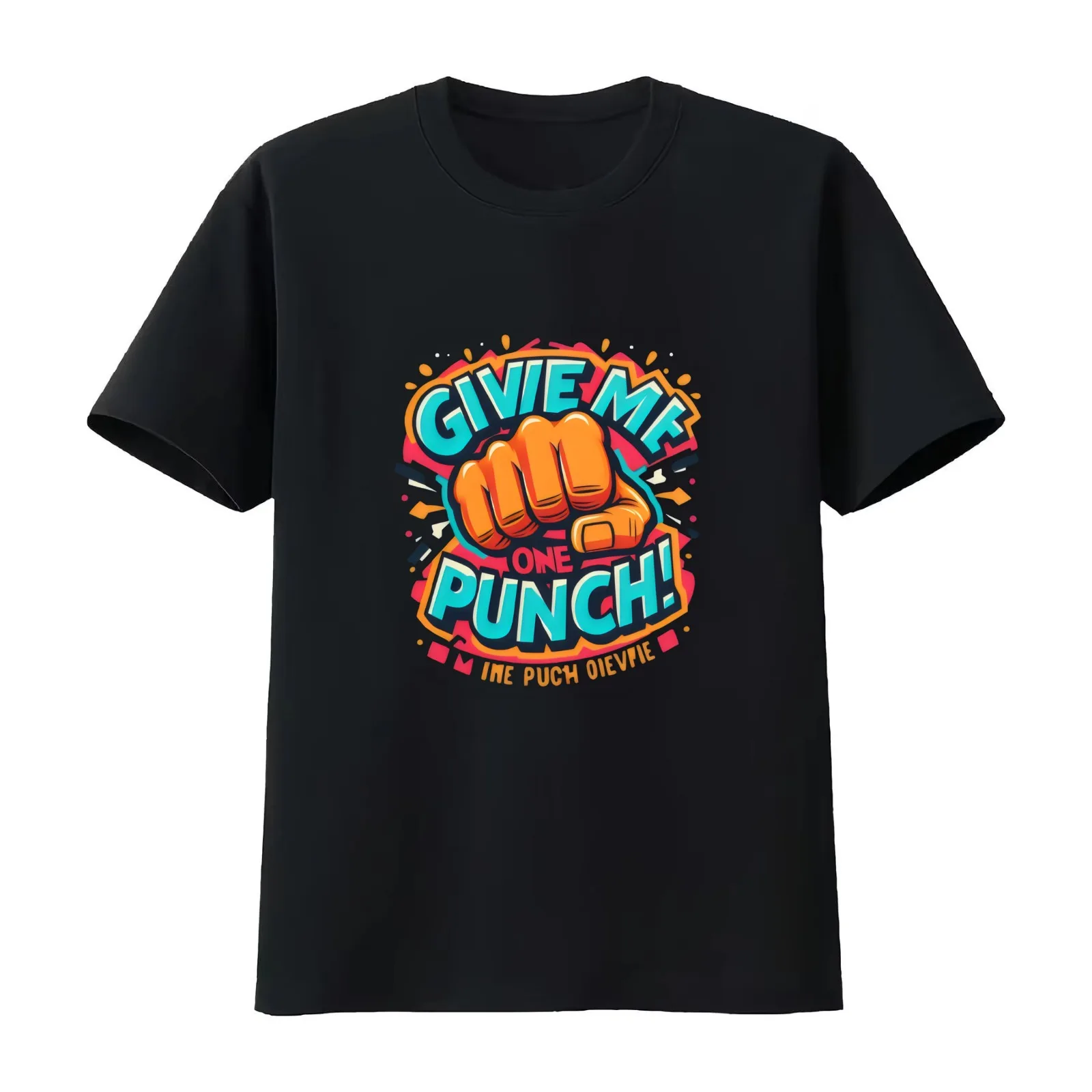Give me one punch T-Shirt Summer Casual Cotton Tee Oversized Streetwear Tops Vintage Graphic Print Loose Fit Short Sleeve