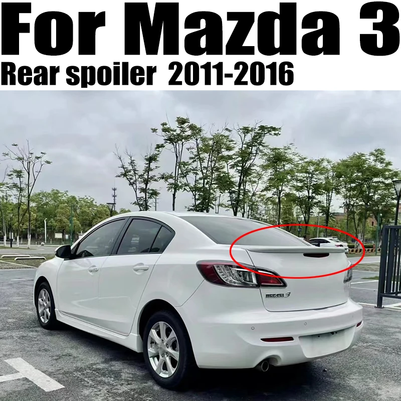 

For Mazda 3 4 Door Sedan 2011 -2016 ABS Plastic Unpainted Colored Rear Trunk Spoiler Trunk Wing Car Styling