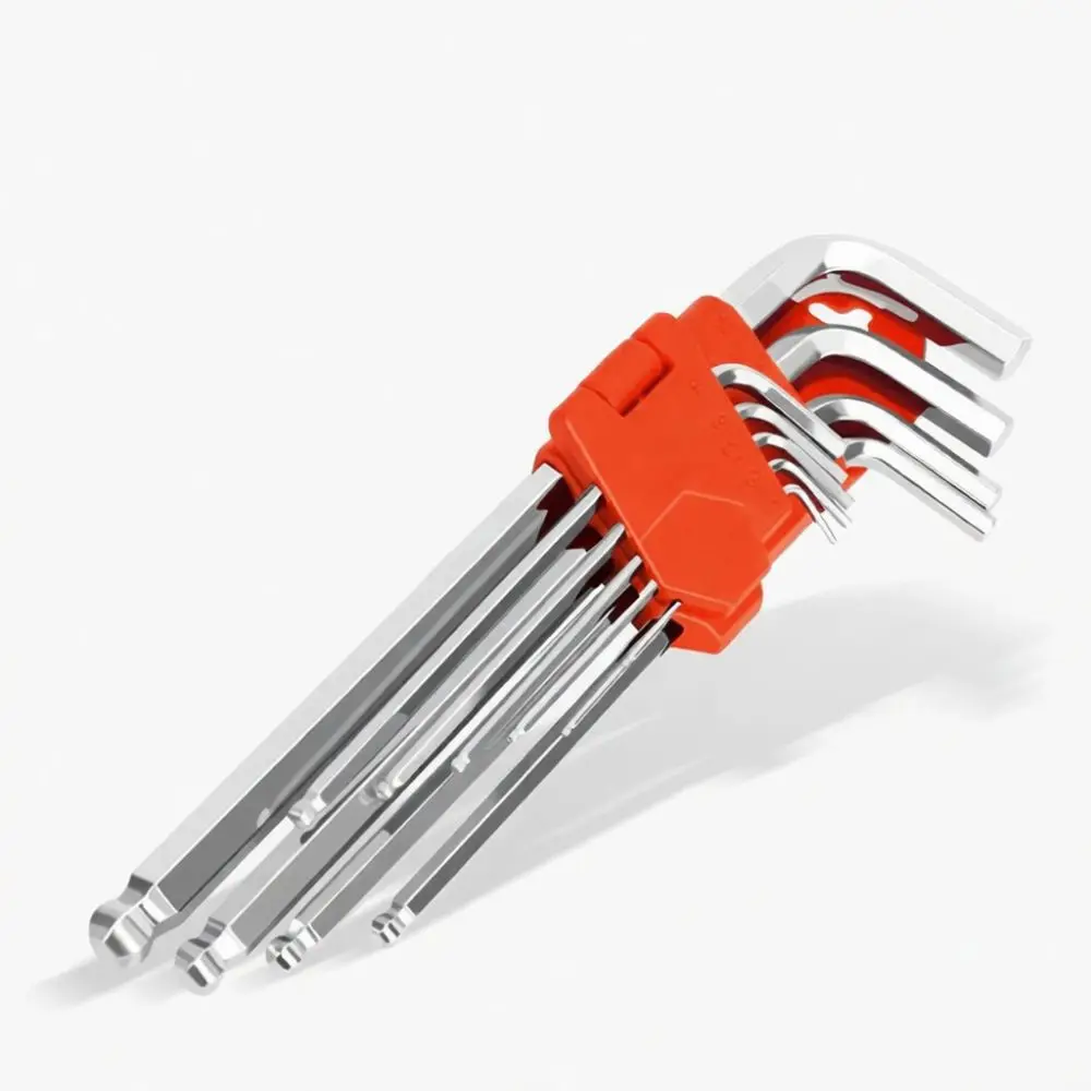Durable Hex Key Wrench Set Carbon Steel Hand Tools For DIY Home Maintenance Long Arm Flat And Ball Head Tips