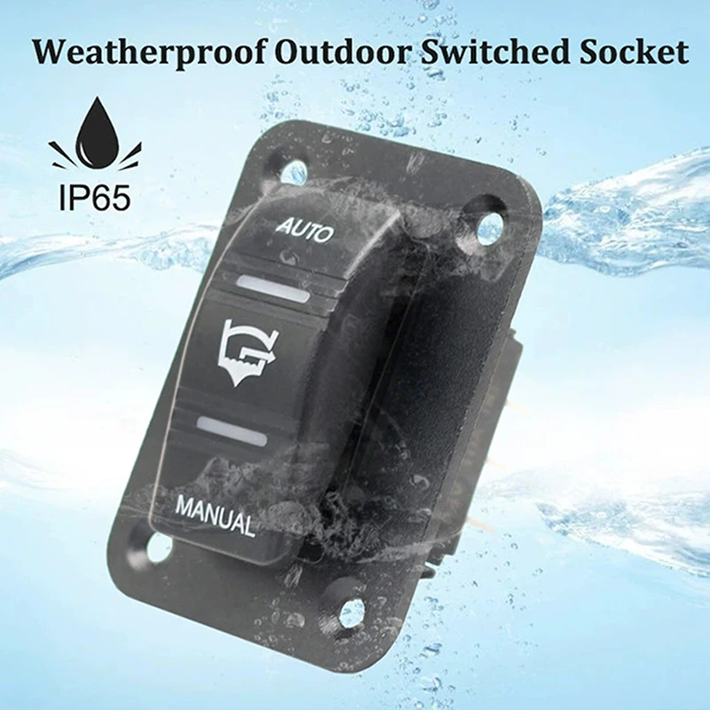 

3Way Bilge Pump Switch Panel Rocker Switch Waterproof 12/24V 4Pin 20A SPDT Auto/Off/Manual Bilge Pump Switch Panel With LEDLight