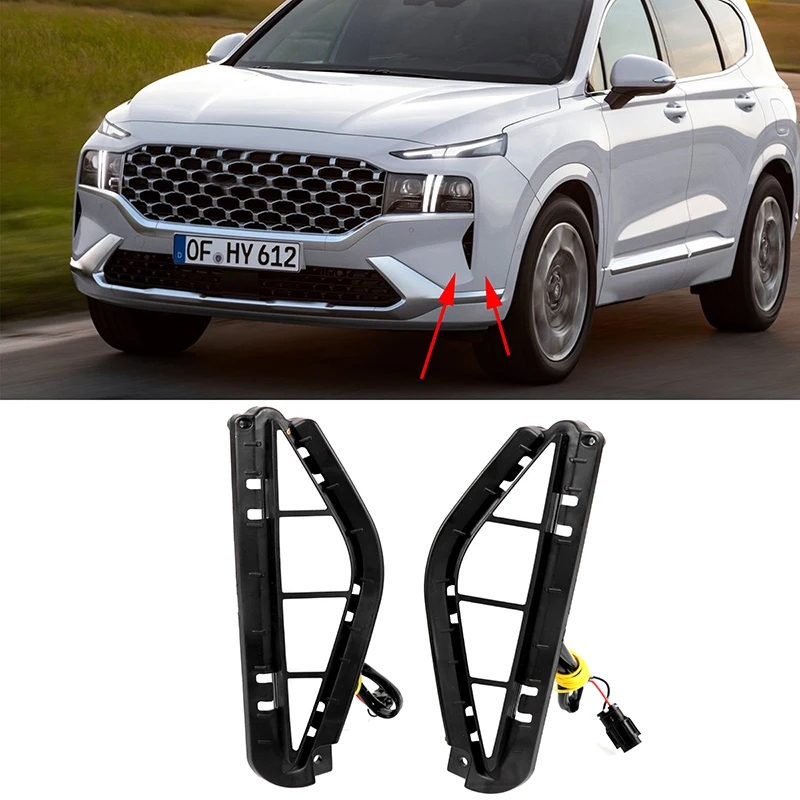 

1 Pair Car Daytime Running Light for Hyundai Santa Fe 2021 2022 Dynamic Turn Signal Lights White Yellow Front Fog light