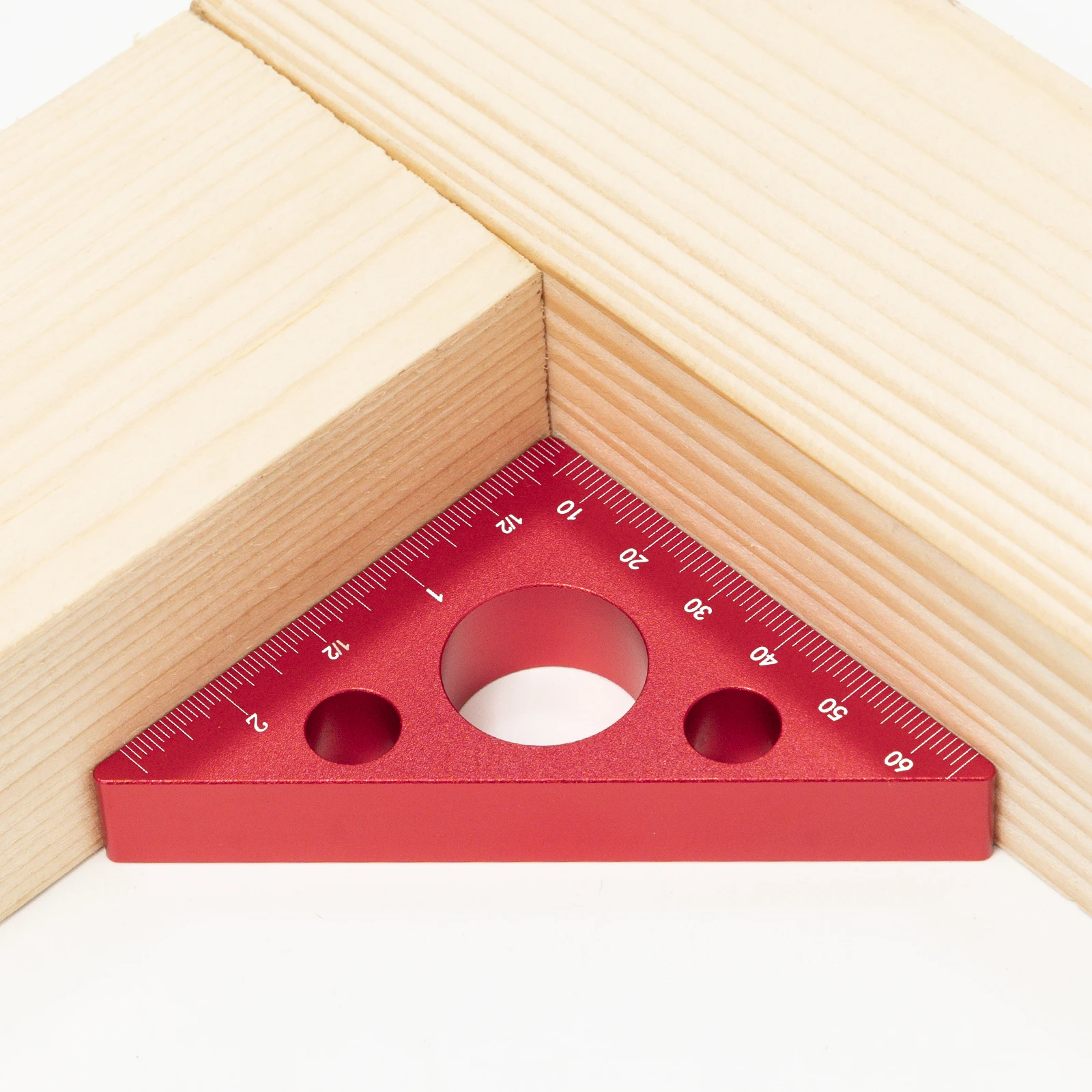 1 Stück Dreieckslineal, 45/90 Grad metrische Skala, Präzisions-Winkellineal, verdicktes Höhenlineal aus Aluminiumlegierung, Multifunktionsholz