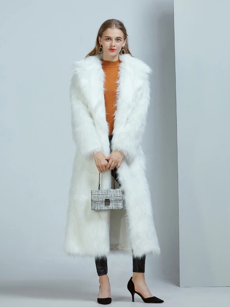 ZADORIN High Street หรูหรายาว Faux Fur Coat Vintage Slim สีแดงสีชมพู Faux ขนสัตว์ Fluffy เสื้อผู้หญิง Pele