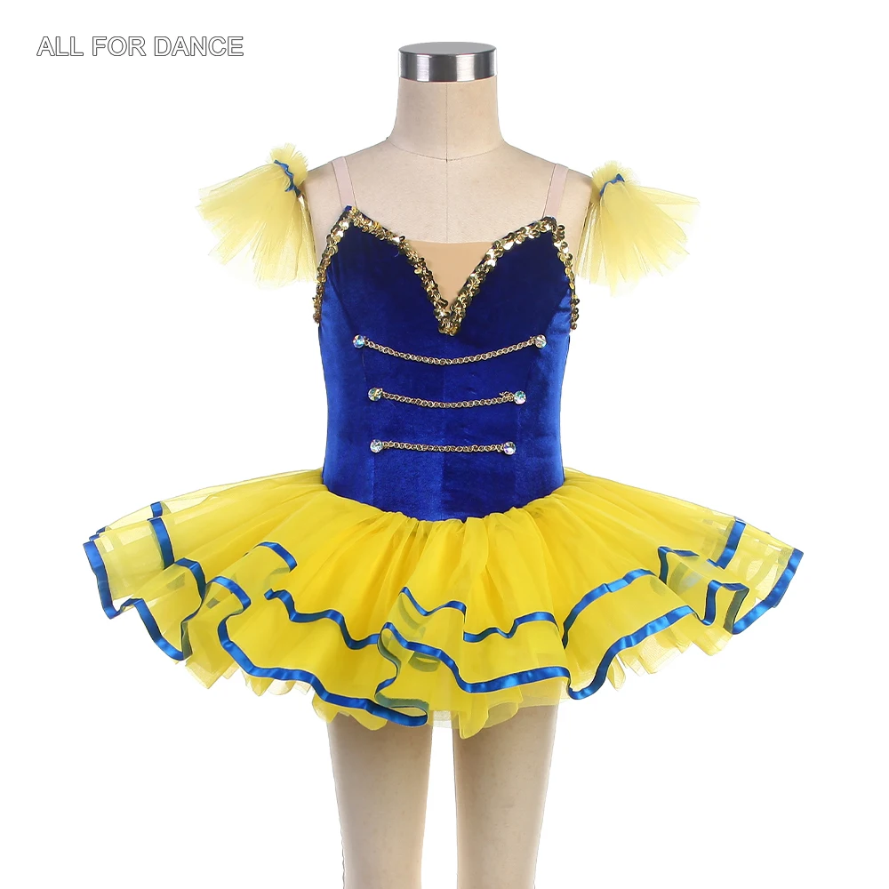

24026 Royal Blue Velvet Bodice with Yellow Romantic Tutu Skirts Girls & Women Ballet Dancing Tutu Stage Performance Costumes
