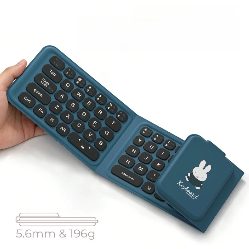 Cartoon Kawaii Miffy Tri-fold Keyboard Wireless Bluetooth Connect Mobile Phone Tablet Ultra Thin Mute Portable Fashion Simple