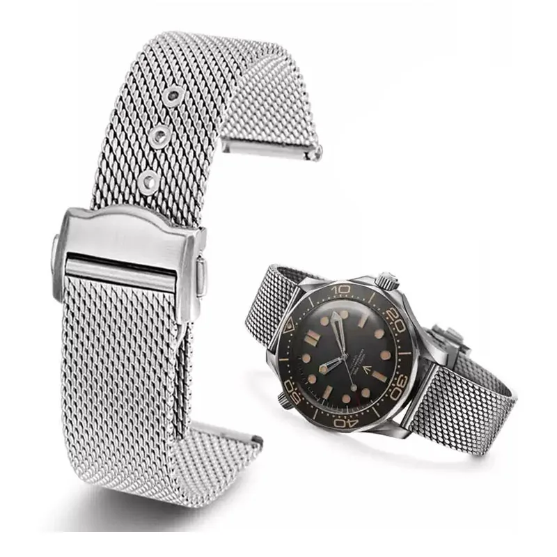 

20mm Premium-Grade Titanium steel Chain Strap For Omega 007 Seamaster Diver 300 Watch Band Replace Milanese Stainless Bracelet