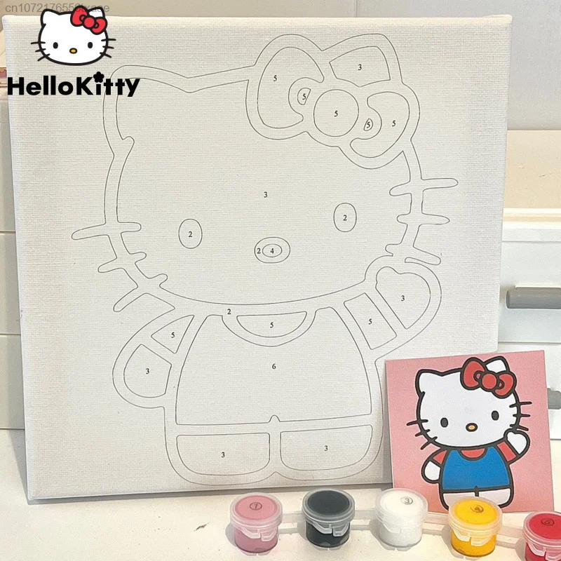 

Sanrio, Хелло Китти подвесная картина Y2k девушка DIY Цифровая масляная живопись наполнение цветная живопись ручная живопись Мультяшные украшения
