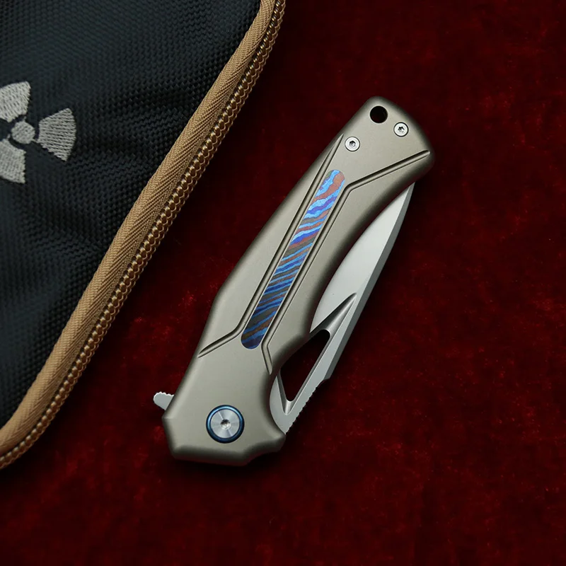LEMIFSHE JR9402 Flipper M390 steel blade Titanium handle outdoor camping hunting pocket kitchen fruit folding knife EDC tool