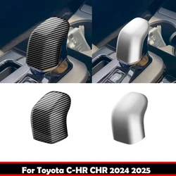 토요타 CHR C-HR 2024 2025 ABS 탄소 섬유 크롬 자동차 기어 변속 패널 프레임 기어 손잡이 커버 헤드 트림 인테리어 액세서리