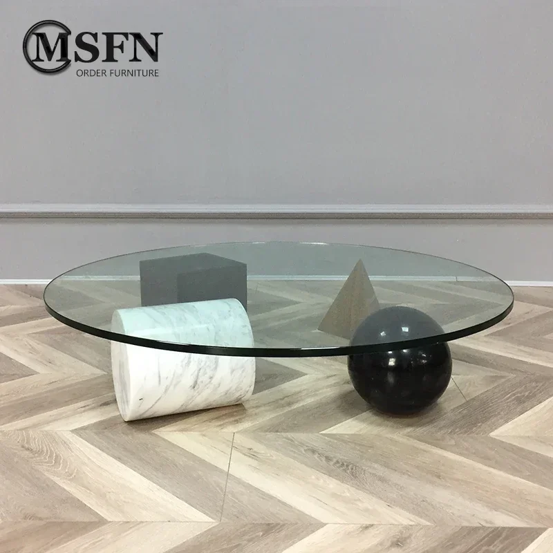 TAO Design Geometric Cube Marble Modern Art Glass round