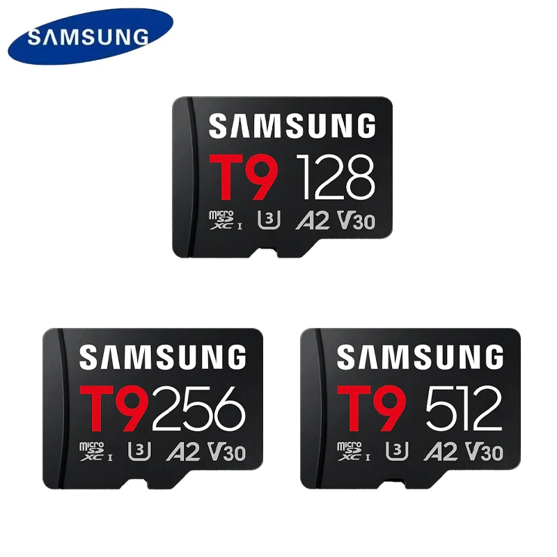Samsung T9 microSDXC Card TF Card 128GB 256GB 512GB C10 U3 V30 A2 Up to 200MB/s Memory Card 4K Video for Drone Game action cam
