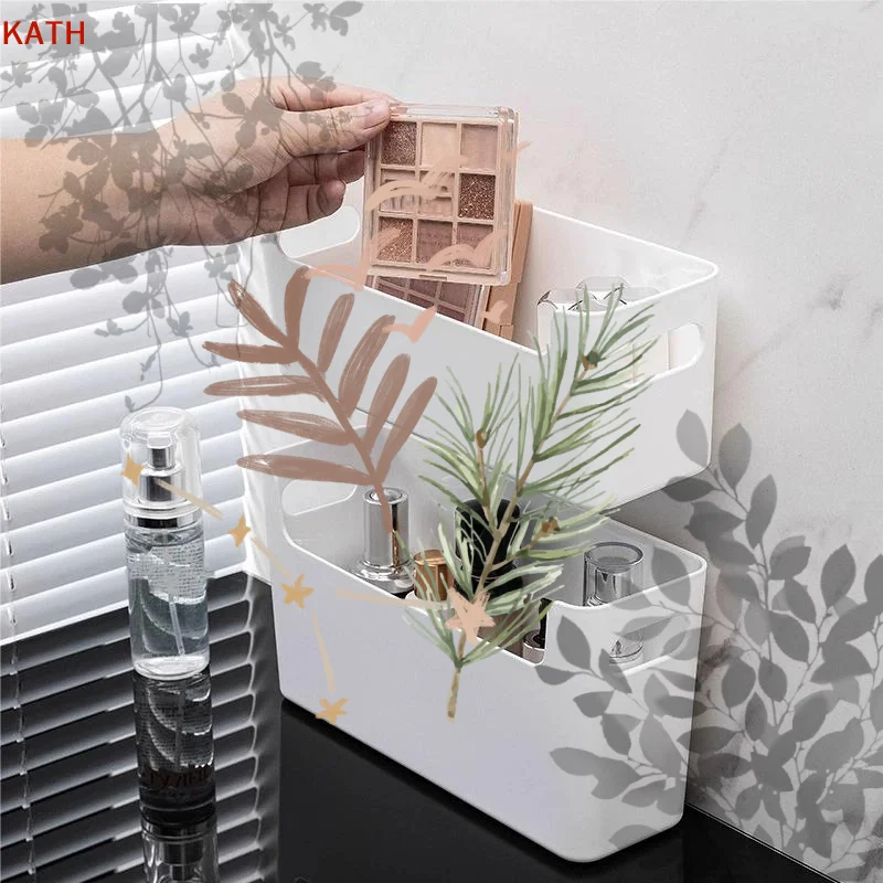 Adhesive Wall Mounted Plastic Storage Bins No Drilling: Large Capacity Bathroom Kitchen Bedroom Organizing