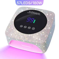 Lámpara de uñas LED UV recargable de 180W para un curado rápido, todo el gel UV, secador de uñas profesional 57LED con equipo de salón con detección de movimiento