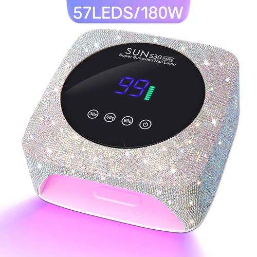 Lámpara de uñas LED UV recargable de 180W para un curado rápido, todo el gel UV, secador de uñas profesional 57LED con equipo de salón con detección de movimiento