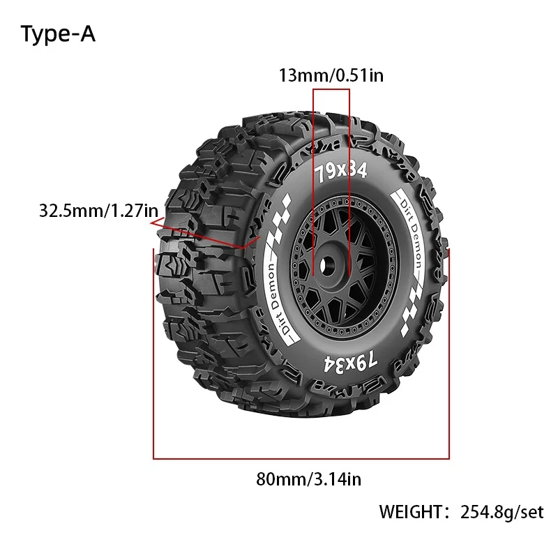 4pcs Short Course Off-Road Tires Wheels Set for 1/14 1/16 Traxxas Mini Slash RC Truck Upgrade Parts