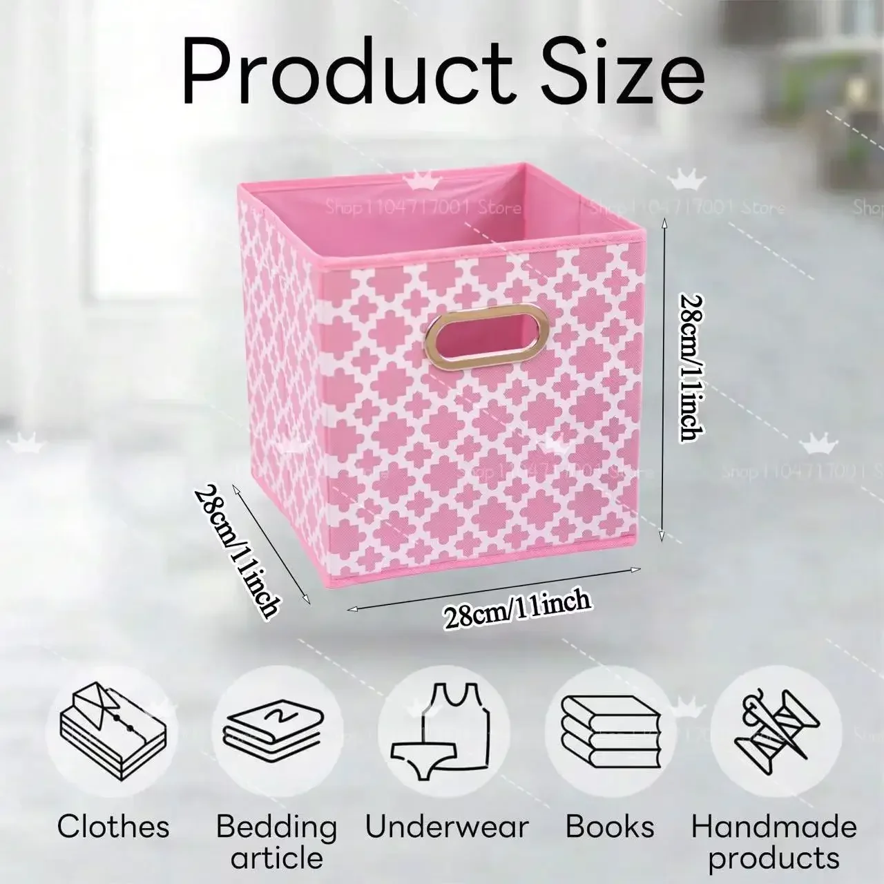 Collapsible Cube Storage Box Foldable Fabric Organizer Basket for Closet Wardrobe Clothes Toys Books Home Dorm Room Storage