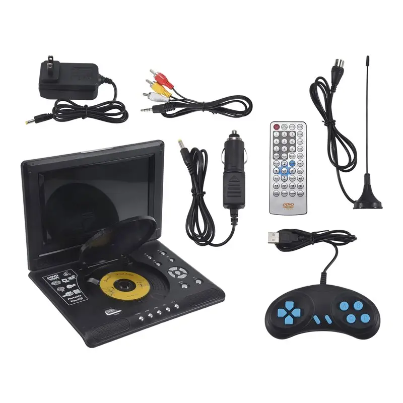 

B63B-9.8 Inch Portable Mobile Dvd With Mini Tv Hd Player Built-In Rechargeable Battery Support Sd Card/USB Port/Dvd Us Plug