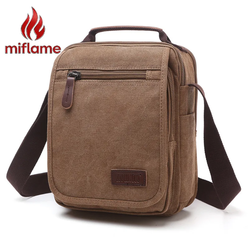 Canvas Messenger Bag Men's Sling Bag Crossbody Shoulder Tote Multi Pocket Travel Casual Fashion