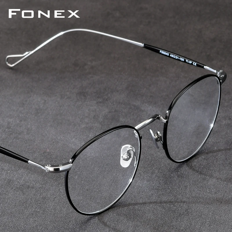 FONEX Titanium Eyeglasses Frame Women 2026 Brand Design Vintage Round Glasses Men Japanese Ultralight Spectacles Eyewear 85645