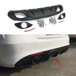 Rear Bumper Diffuser Spoiler with Exhaust Tips for Alfa Romeo Giulia 2017-2020 Standard Upgrade To Sport Style PP Bumper Guard