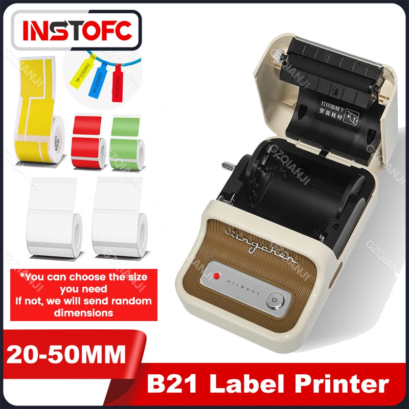 Niimbot B21 Portable Label Printer Thermal Self-adhesive Sticker Mini Pocket Label Maker Machine with Paper Rolls 2inch Labeller