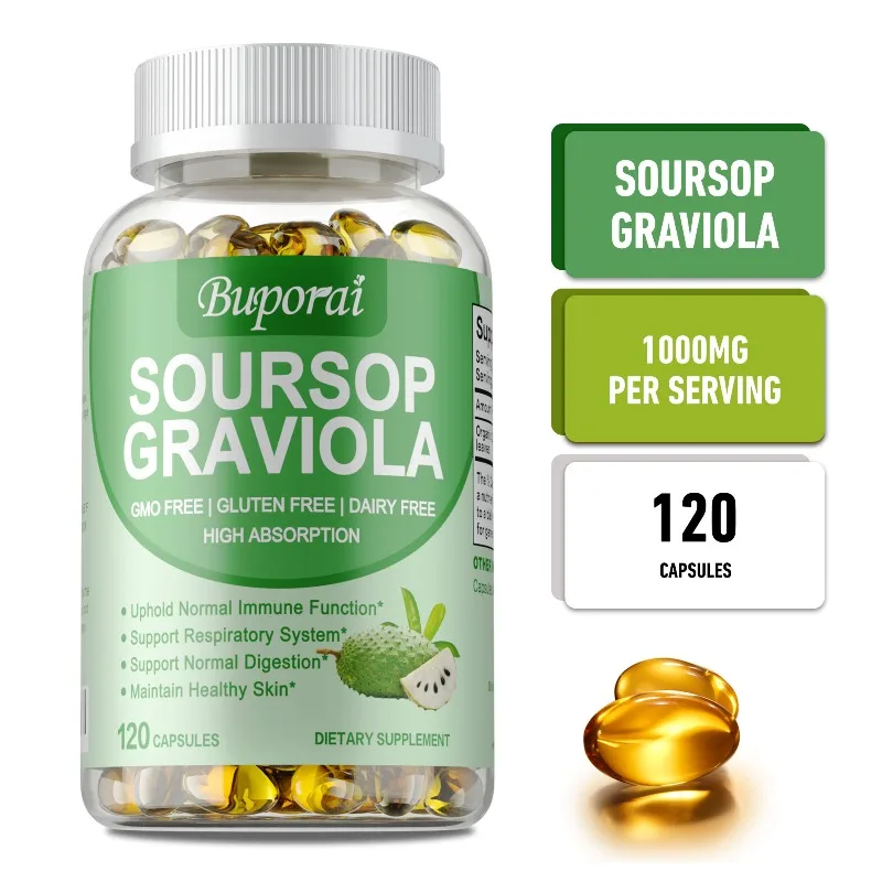 Soursop Graviola Capsules - Reduce Stress, Improves Mood, Promotes Digestion and Cellular Health, and Maintains A Healthy Level