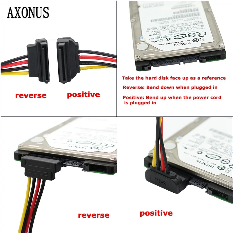 SATA 15Pin Male To 2 Female 90 Degree Elbow Power Hard Disk Splitter Connector Power Cable For Hard Disk Drives