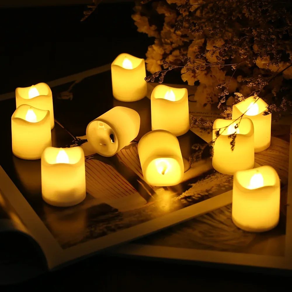 12/24Pcs Creative LED Candle Battery Powered Flameless Tea Light Lamp for For Home Wedding Party Decoration Supplies Dropship