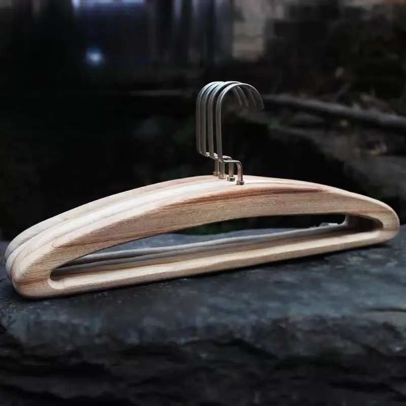 5 Pcs Natural Wooden Hangers Smooth Finish Heavy Duty Coat Hangers With Metal Hooks Non Slip For Suits Shirts Jackets Pants