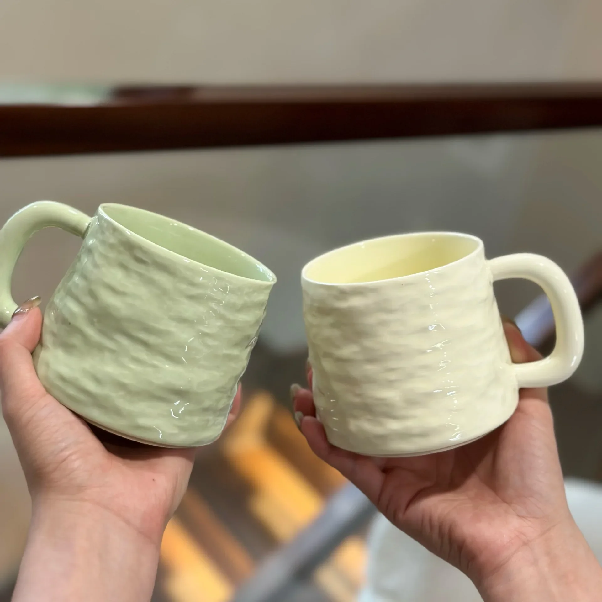 Niche design office stone pattern ceramic coffee mug Simple home couple breakfast mug High-value ceramic mug