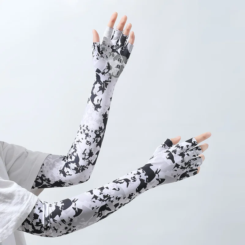 

Sunscreen Ice Sleeve Male Summer New Half Finger Golves Anti-slip Anti-sweat Breathable Arm Guard Gloves UV Protection gloves