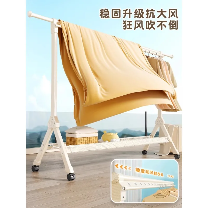 شماعة كريمية من الأرض إلى السقف، شرفة منزلية داخلية، تجفيف الملابس، شماعة تلسكوبية قابلة للطي #3