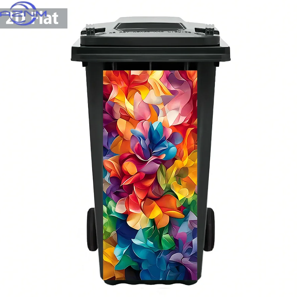 1PC 2DA  Sticker Featuring 2D Flat Colorful Abstract Flowers for Trash Cans, Which Is Waterproof And Removable. Ideal for Arti