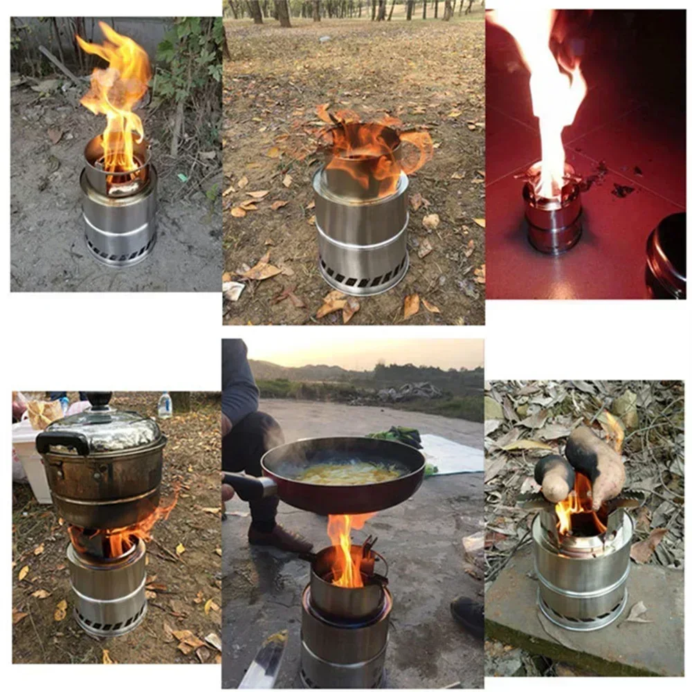 Outdoor Camping Equipment Windproof Wood Stoves Furnace  Portable Fire Heater Picnic Stoves Cross Border BBQ Cooking Gas Burner