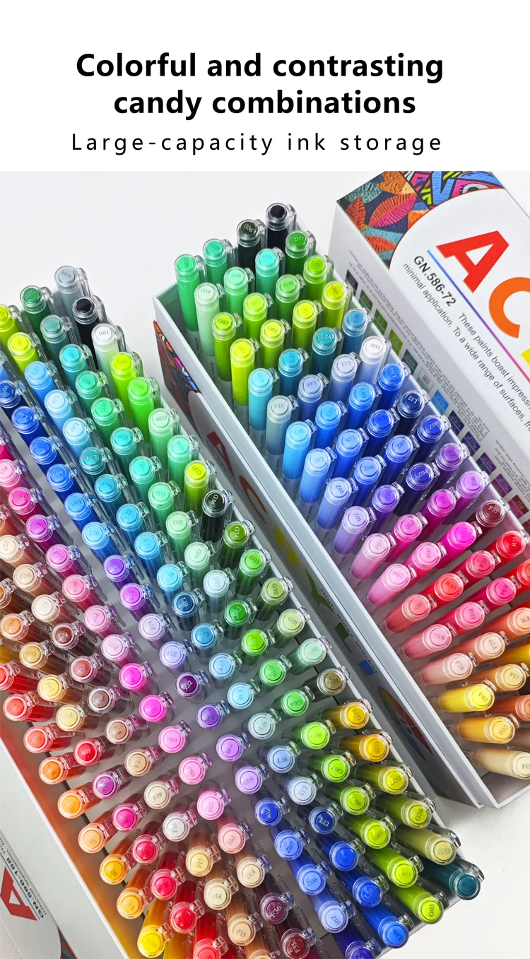 168/72/12 Farben GuangNa Hochglanz-Acryl-Markierungsstifte, DIY handgezeichnet, Graffiti-Farbkunststift-Set, perfekt für Künstler/Studenten – Detail 7