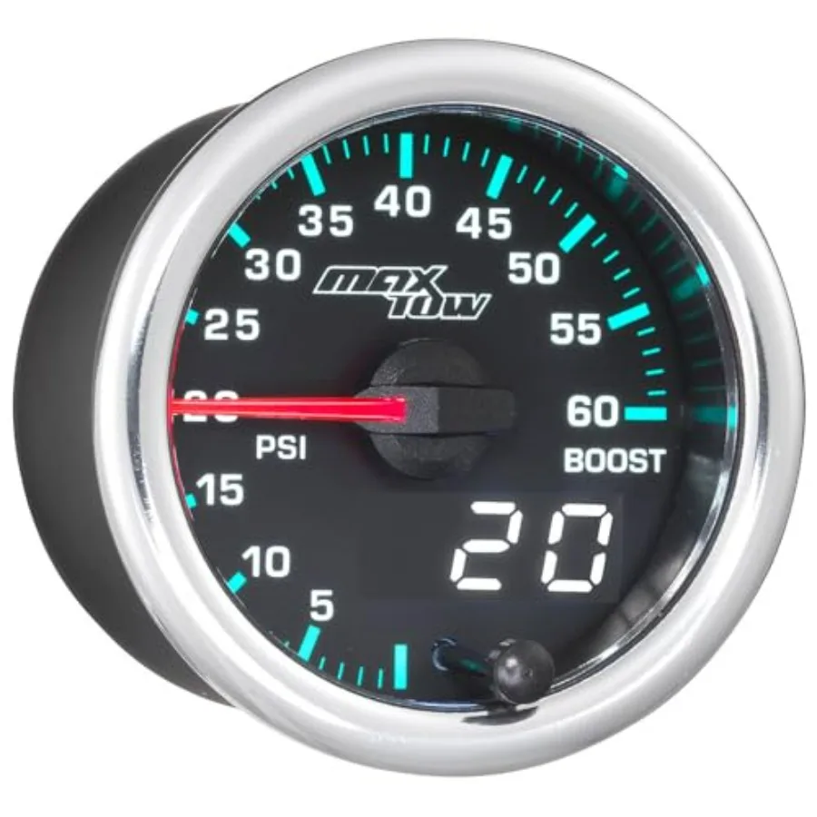 

60 PSI Turbo Boost Gauge Kit for 2014-2020 Silverado Sierra 6.6L Duramax Diesel Truck - Pressure Sensor Included - Double Visio