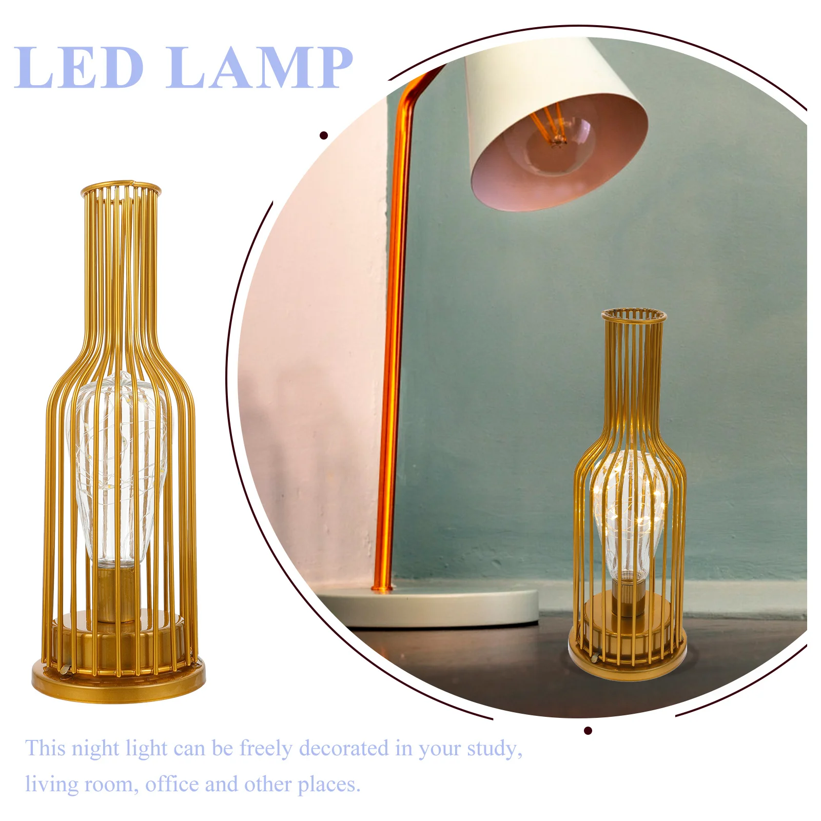 

Retro Wine Lamp Durable Creative Iron Art Decoration LED Night Light Home Office Decor Small Iron Art Light Night Lamp