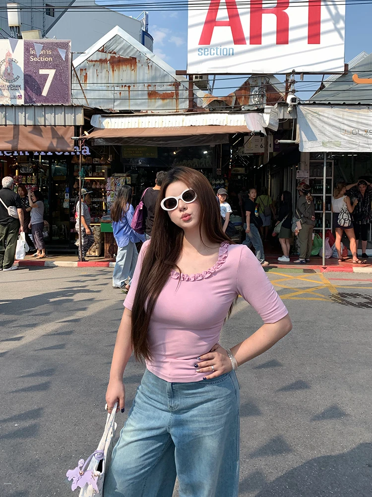 

Женская футболка с рукавом до локтя, облегающая, больших размеров, весенняя новинка, для ношения под одеждой, в стиле Sweet Spicy Girl