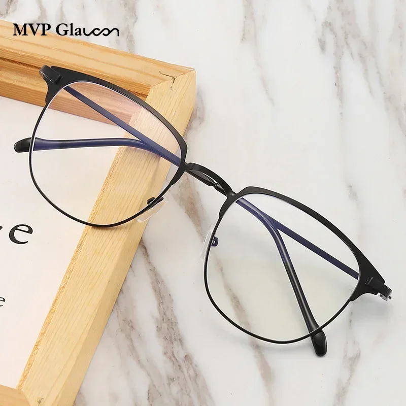 2023 Fashion Unisex Square Plain Glasses for Men Women Metal Frame Glasses for Party Eyeglasses Gentle Black Eyebrow Frame